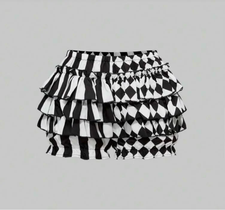 Frilly black and white bloomers