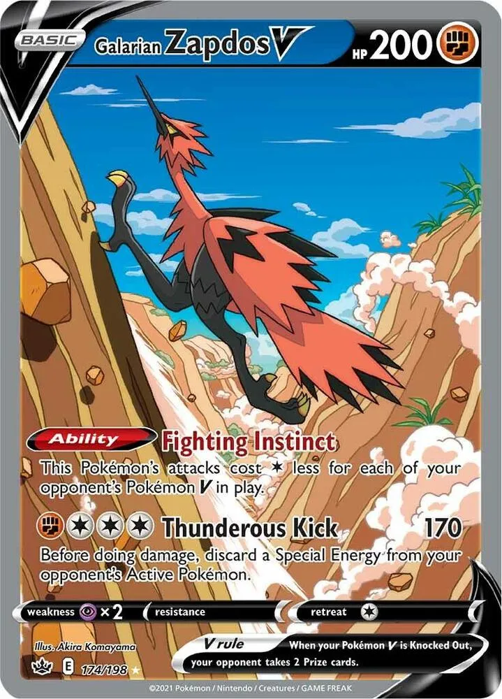 Pokémon Card Galarian Zapdos V Alternate Full Art 174/198 Ultra Rare