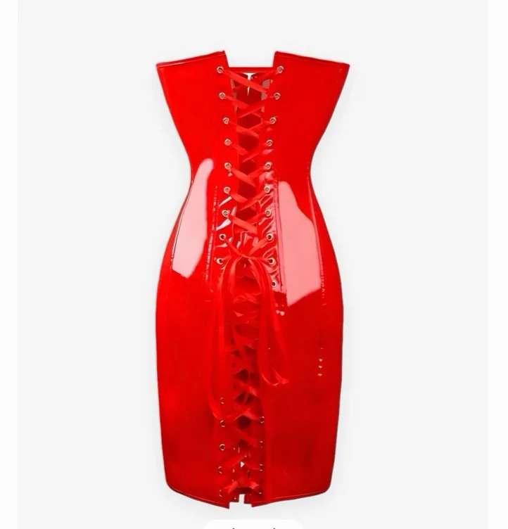 ROBE CORSET CUIR | red color 