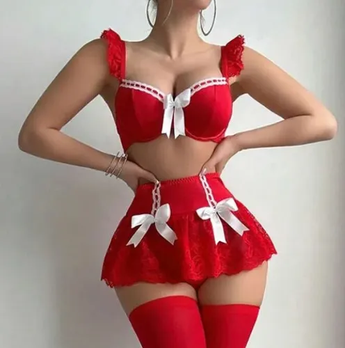 Red mini Skirt with Bra