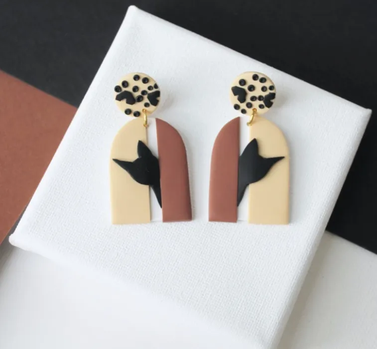Cat polymer clay earrings