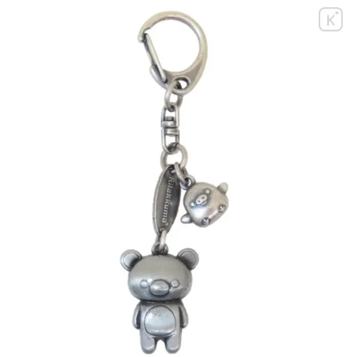 San-X Die-cast Metal Keychain - Kiiroitori & Rilakkuma silver