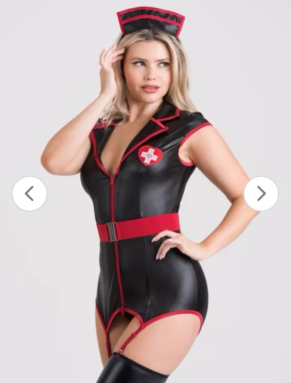 Lovehoney Fantasy Racing Heart Wet Look Nurse Costume