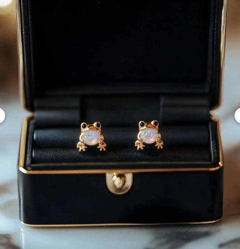 Frog Opal Stud Earrings