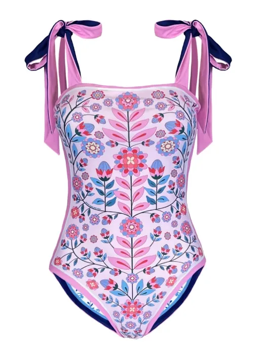 Pink Garden Reversible One Piece Swimsuit