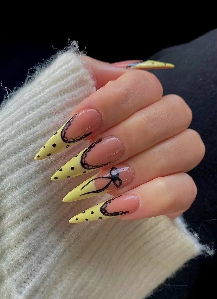 Black / Yellow Polka Dot Mani + Pedi! 