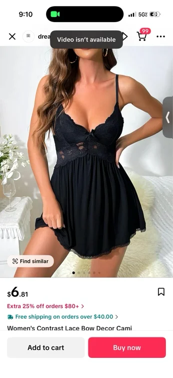 Women's Contrast Lace Bow Decor Cami Nightdress, Casual Elegant - TikTok Shop