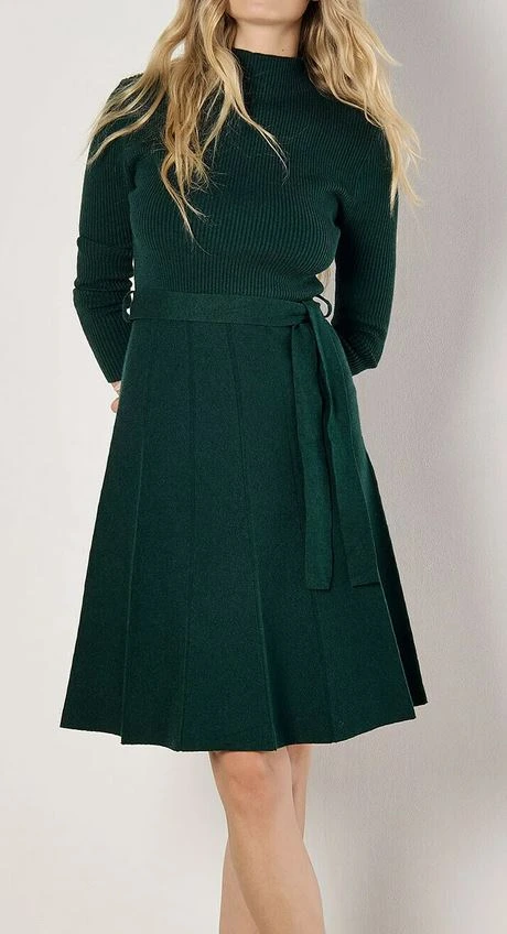 Classy green winter dress