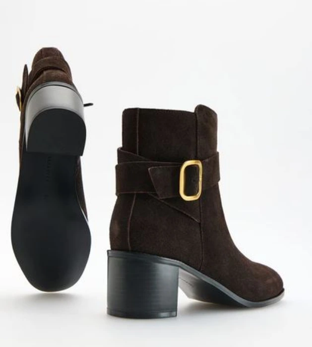 Brown leather ankle boots