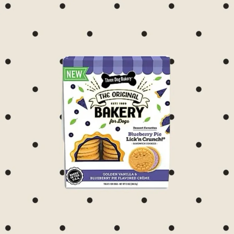 Three Dog Bakery Blueberry Pie Lick'n Crunch Cookie Dog Treats, 13-oz box