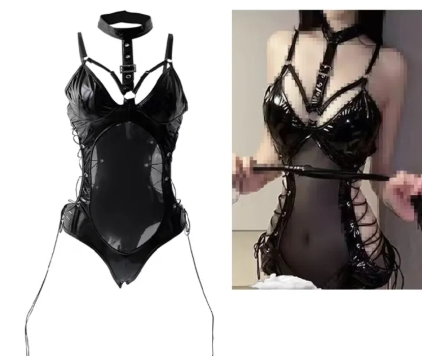 Body Suit Patent Leather Lingerie