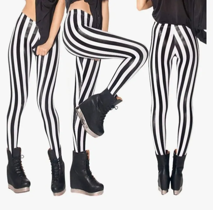 Odizli Leggings for Women Multicolor Vertical Striped 