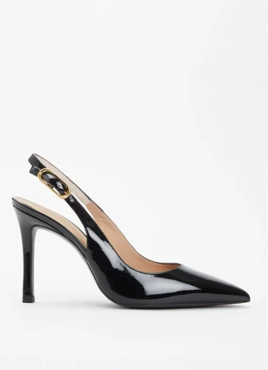 Unisa Terza slingback van leer met lakfinish - Zwart - 38