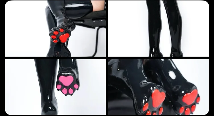 latex thigh highs with cat paw bottoms 🥹
