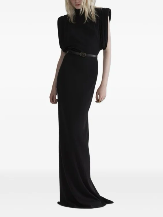 Mugler robe longue sans manches à design drapé