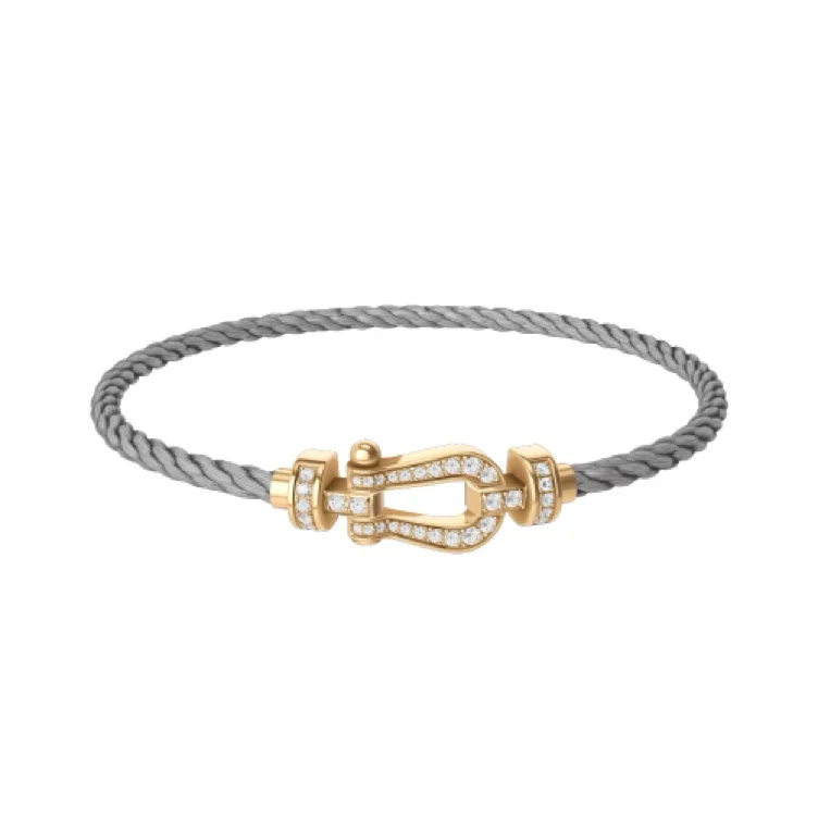 Fred Bracelet Force 10 Moyen modèle or jaune 750/1000e et diamants câble Gris - 0B0071-6B0279 Fred Paris