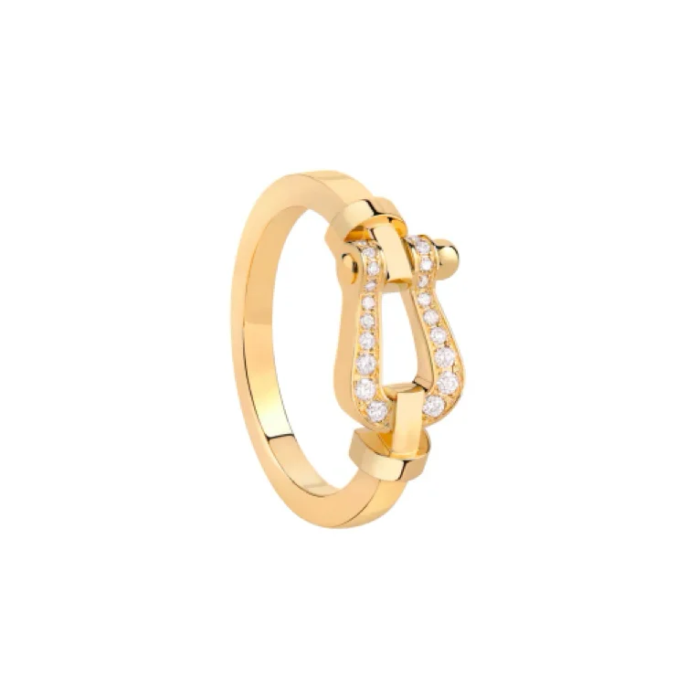Fred Bague Force 10 Moyen modèle or jaune 750/1000e semi pavé diamants - 4B2003 Fred Paris