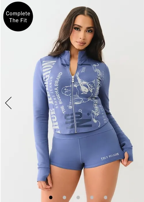 

SPORTY WORLD TOUR BUDDHA ZIP UP - Grey/Blue | True Religion

