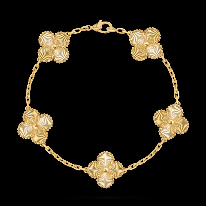 Vintage Alhambra bracelet, 5 motifs, yellow gold