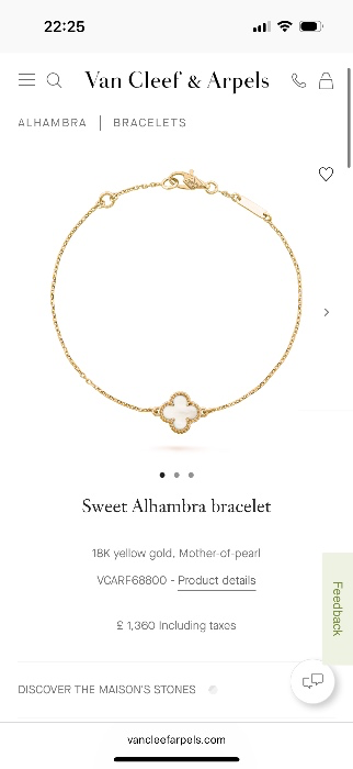 Sweet Alhambra bracelet 18K yellow gold, Mother-of-pearl - Van Cleef & Arpels