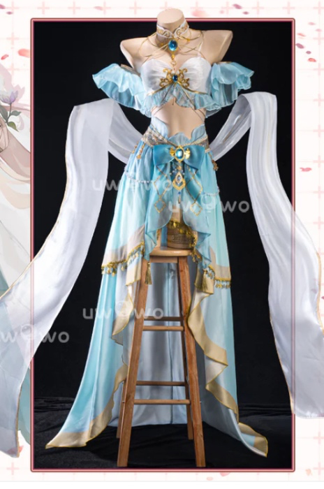 [Last Batch] INSTOCK-Uwowo Genshin Impact Fanart Nilou 'Aqua Seraphina' Dance Dress Cosplay Costume | INSTOCK-Set A Costume：M