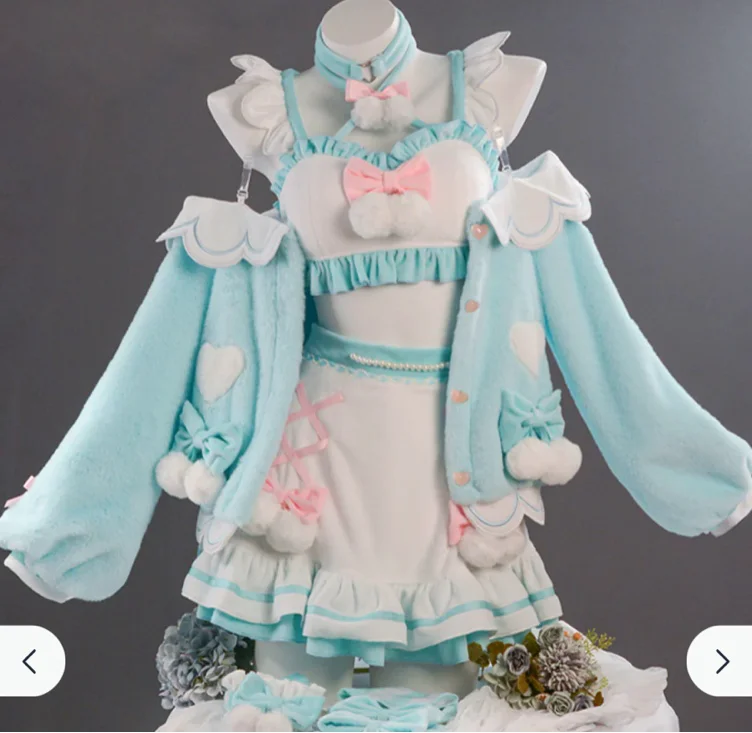 【Nekocos】Vocaloid Hatsune Miku Cosplay Hatsune Miku and Sanrio Collaboration Cosplay Costume Premium Edition | Custom-Tailor - Full Set / S