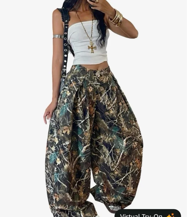 GORGLITTER Women's Barrel Pleated Oversized Wide Leg Cargo Pants | Low Rise Baggy Fit, Business Casual Outfits, Spring Fall, Drop Waist Trousers - X-Large - Army Green