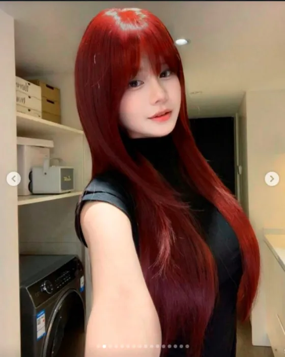 Perruque droite rouge résistante à la chaleur synthétique, fabriquée à partir de fibres pour un usage quotidien, perruque naturelle et réaliste | SHEIN