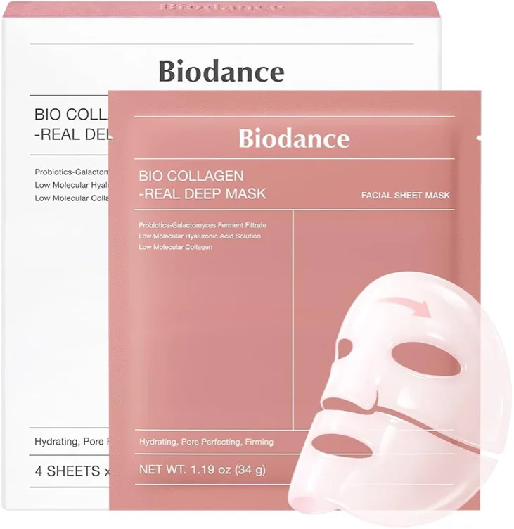 BIODANCE Bio-Collagen Real Deep Mask, Hydrating Overnight Hydrogel Face Mask, Pore Minimizing, Elasticity, Plumping, Travel Essentials & Self Care Gifts for Women, Korean Skin Care | 1.19oz(34g) x 4ea - Collagen - 4 Count (Pack of 1)