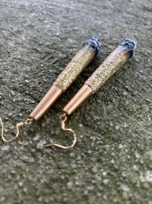 Gold Glitter Cone Joint Earrings