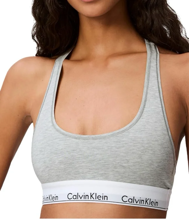 Calvin Klein Modern Cotton Unlined Wireless Bralette - Medium - Grey Heather