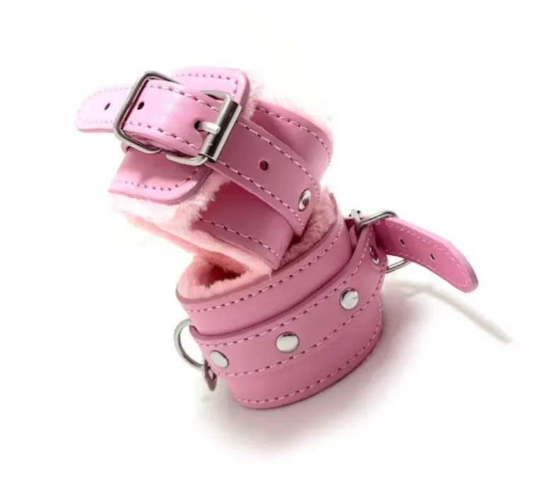 Pink Fuzzy Handcuffs! <3 ( Goku's idea )