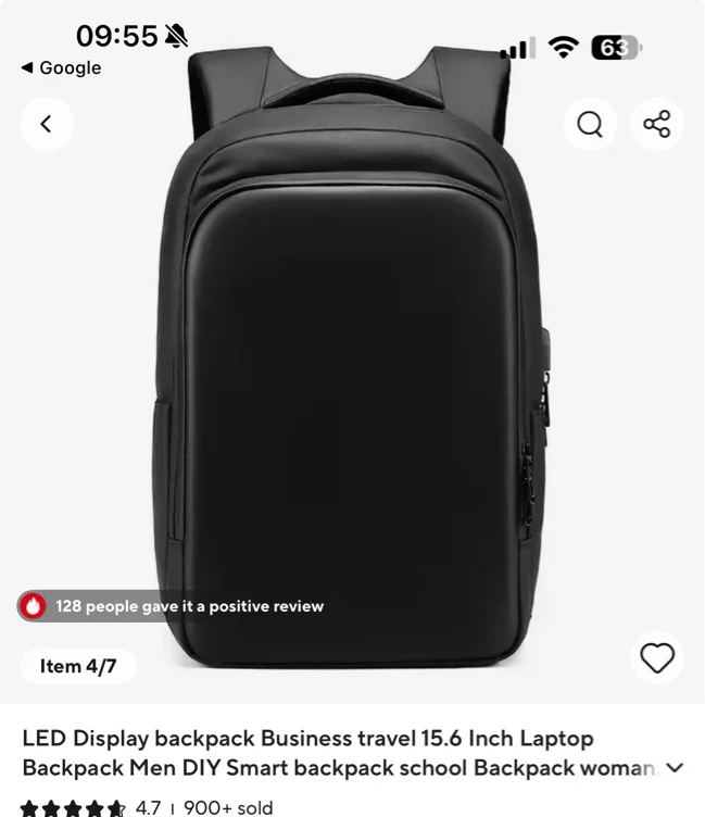 LED screen backpack 