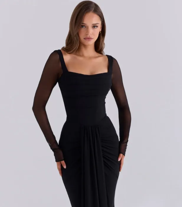 Aria Midnight Long Sleeve Maxi Dress