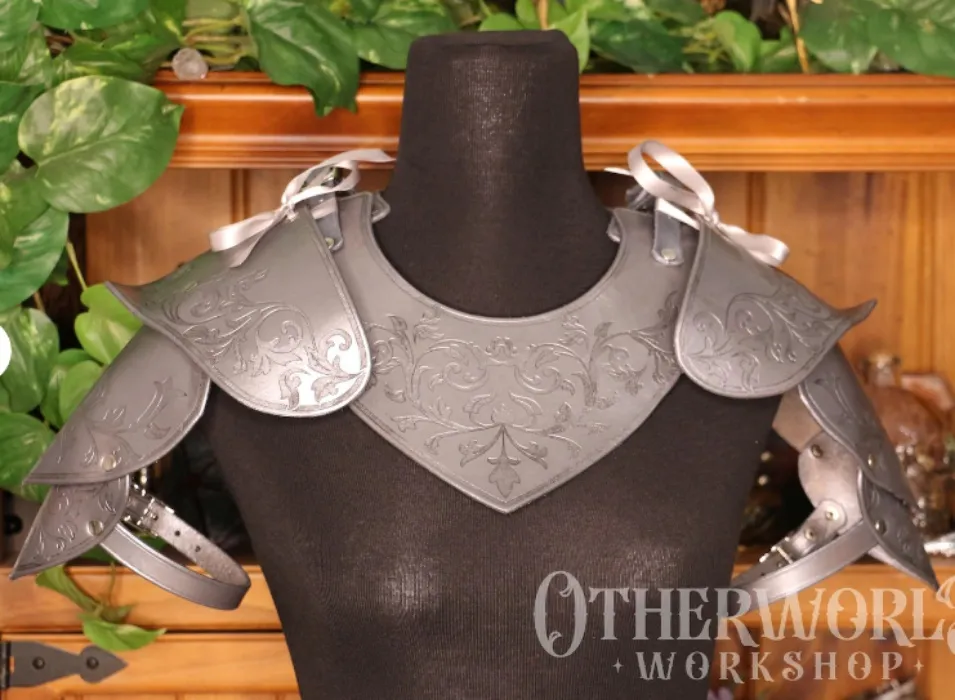 Leather Etched Gorget & Pauldrons Set
