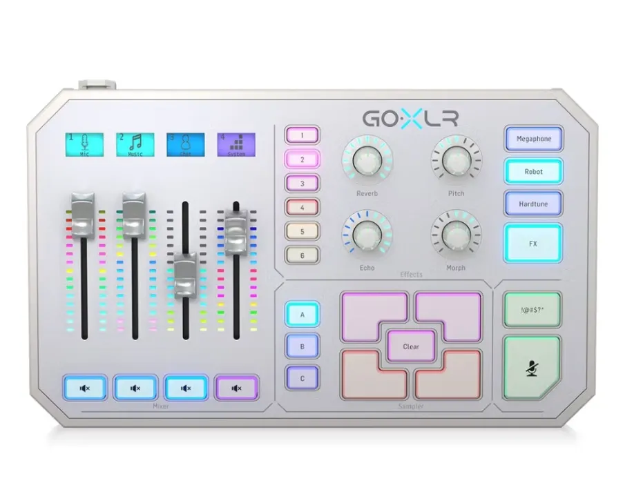 TC Helicon Go XLR 4-Channel Broadcast Mixer w/ Motorized Faders & FX (White)