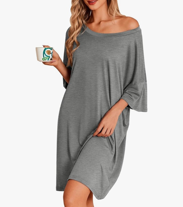 3 Oversized Nightgowns for Women Sleep and Lounge T-Shirt Dress