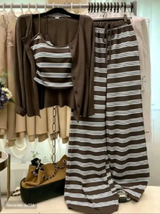 GlowEve CURVE Cardigan Striper Upper Buttons Oversized Pajama
