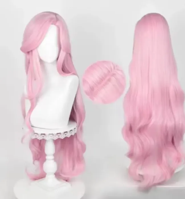 Fluttershy Anime Wig, Long Wavy Pink, Cosplay Wig for Women and Girls, Heat-Resistant Synthetic Hair for Parties and Halloween