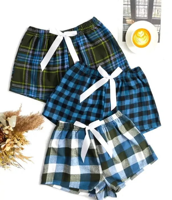 3 pack blue green short shorts silk bow