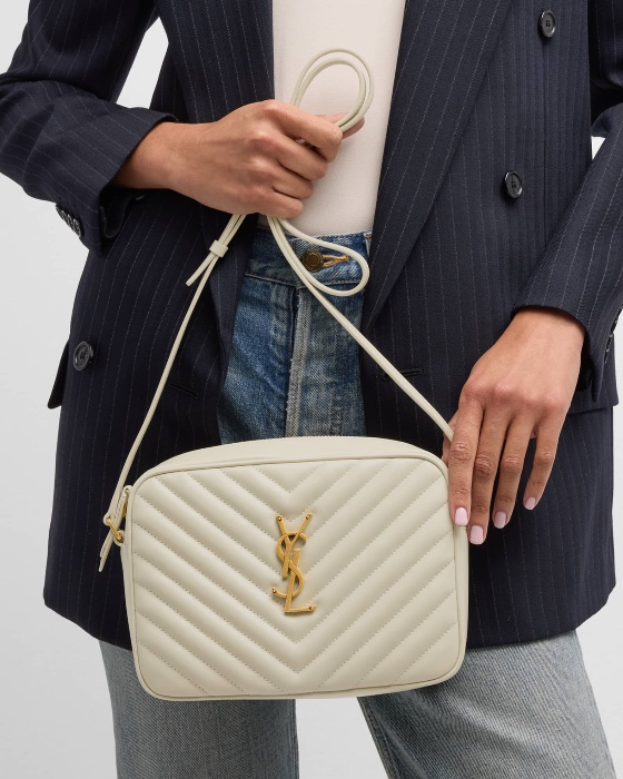 Saint Laurent Lou Medium YSL Camera Bag with Pocket in Quilted Leather