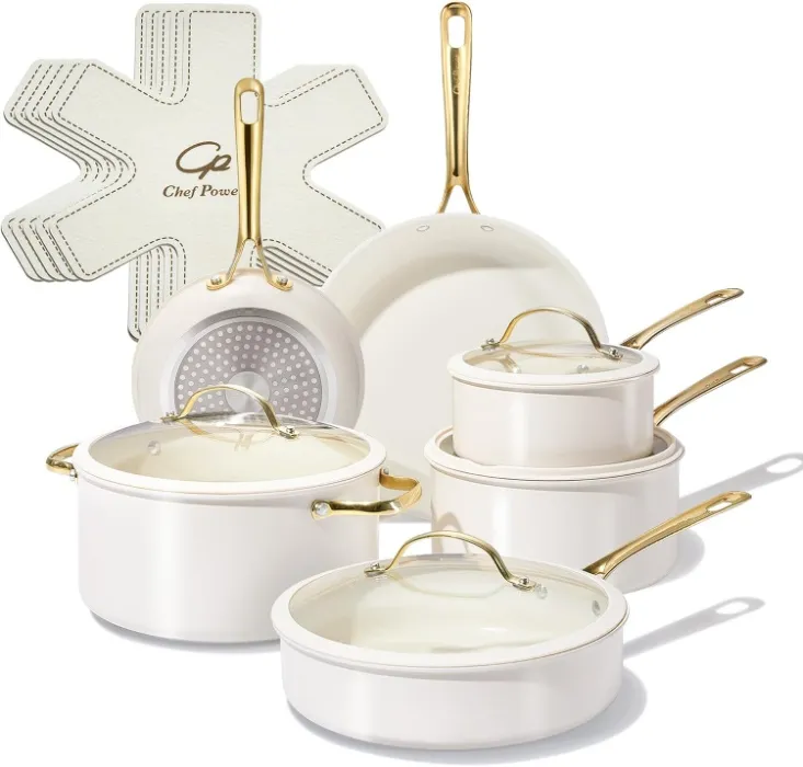 Cookware set, White and Gold