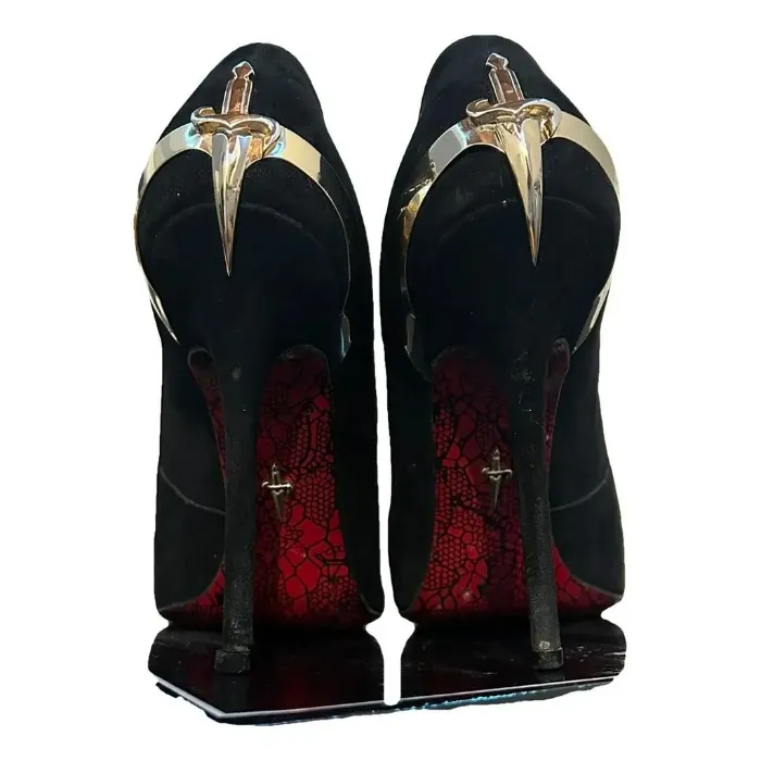 Cesare Paciotti Black Suede Dagger Heels 