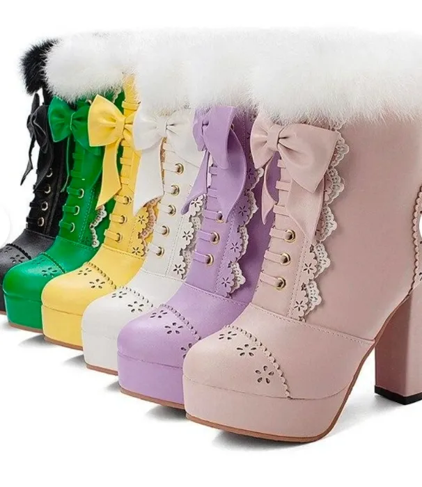 Holiday Lolita Booties - Purple / 10