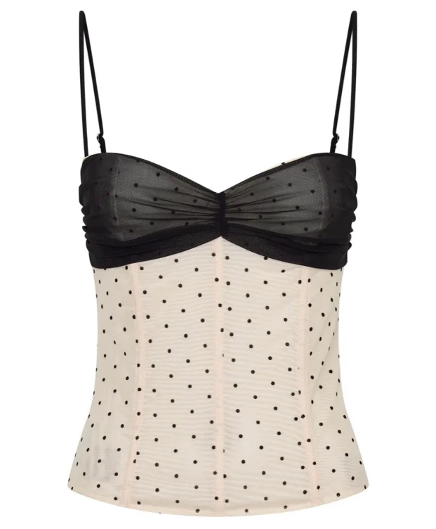Black/Cream Polka Dot Top