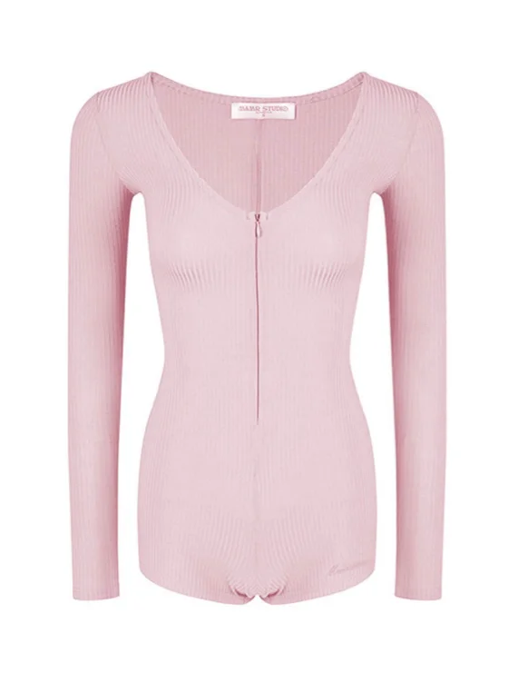 Pink Vneck Romper