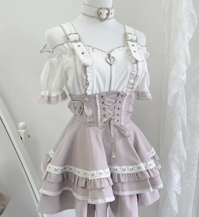 Pink & white jirai kei outfit - Honey Wardrobe