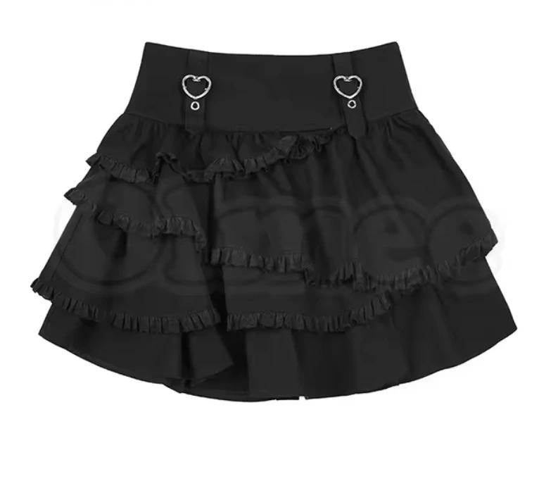 Black skirt with heart buckles