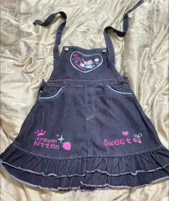 Japanese Sweet Kawaii Party Mini Dress Women Lolita Style Clothes Strap Dress Cartoon Embroidery Fashion Princess Dress Female - AliExpress 200000345