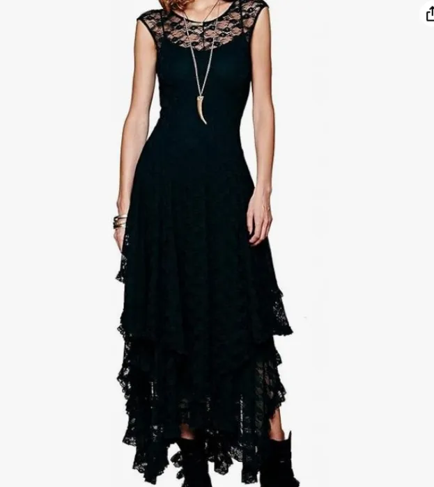 Free People Black Lace Dress